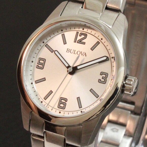 Bulova Casual Ladies Watch Silver Dial Arabic Numerals Stainless Bracelet 28mm - Picture 10 of 11